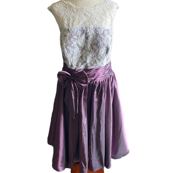 NWT-LAN TING-WHITE & PURPLE TEA LENGTH DRESS-SIZE 20/22 - Picture 9 of 11